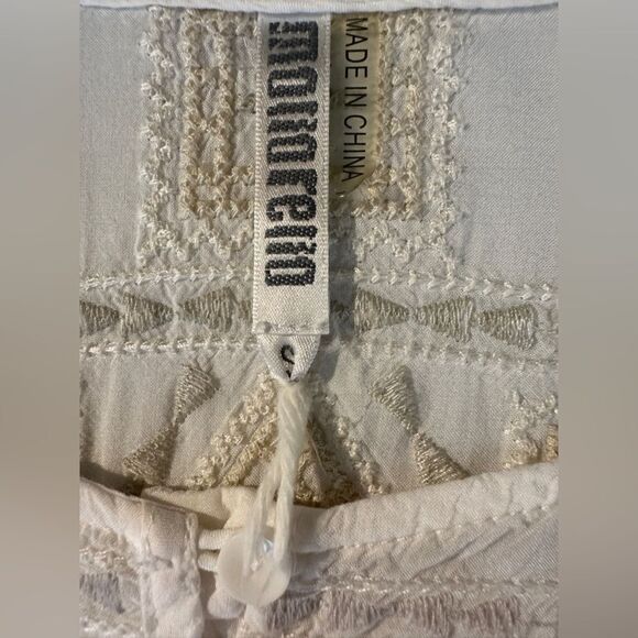 Monoreno Blouse Woman Size S Off White Crochet Monochromatic White Boho Top - Picture 8 of 10